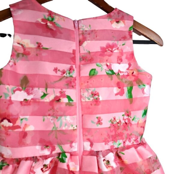 Lavender by Us Angels Pink Floral Striped Sleeveless Tulle Party Dress - Picture 6 of 7